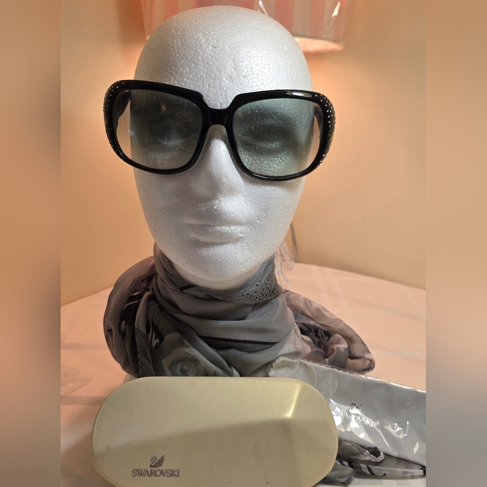 Swarovski Black Crystal-Embellished Sunglasses.NWOT.
